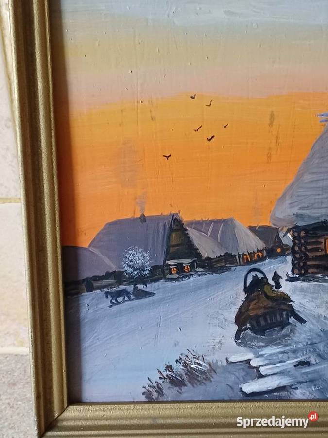 vintage obraz olejny na dykcie Malarstwo Nowy Targ