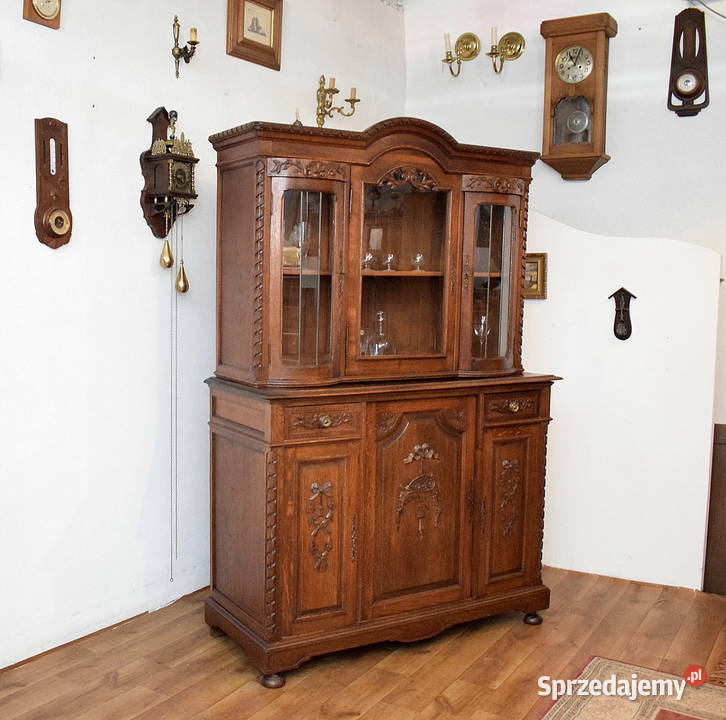 Zgrabny dębowy kredens stary bufet komoda