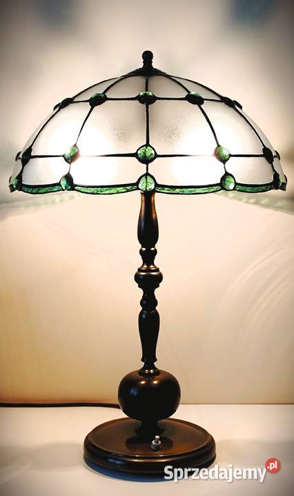 Lampa mosiądz witraż szkło gięte kaboszon Wysoka