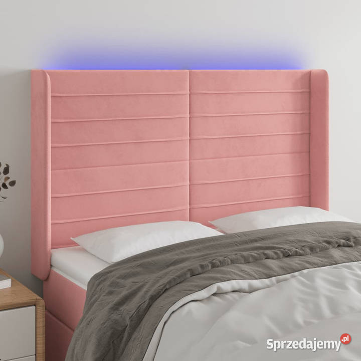 Zagłówek do łóżka z LED różowy 147x16x118128 sprzedam