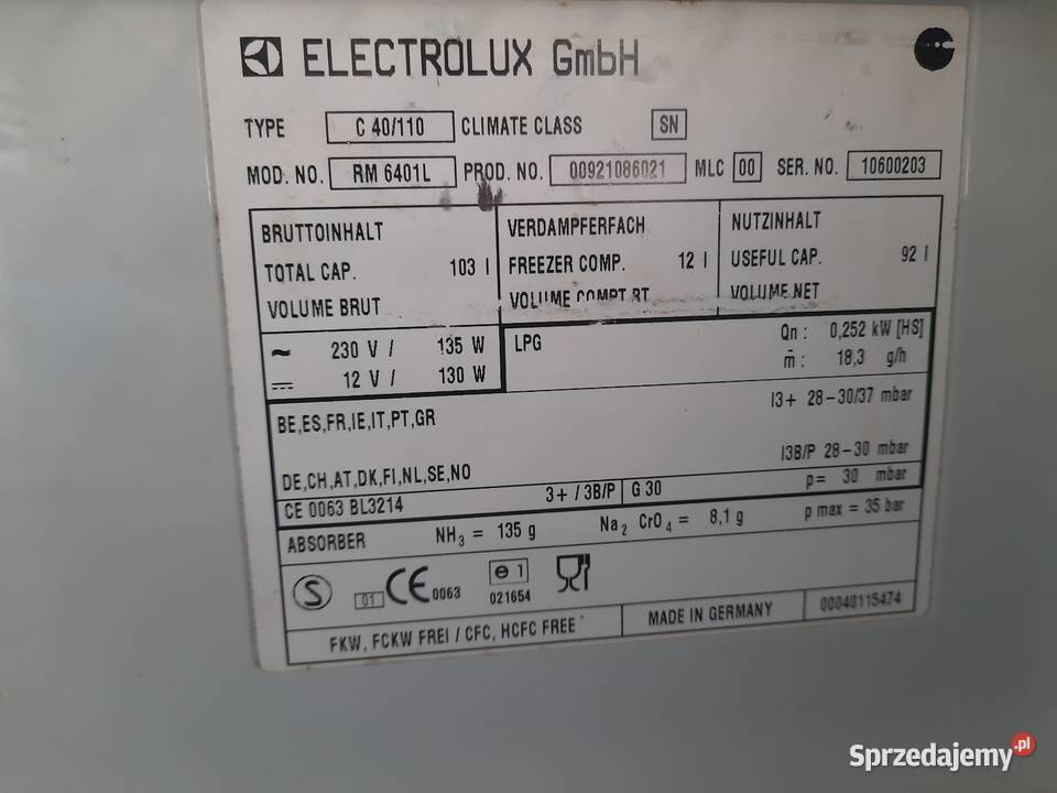 Lodówka ELECTROLUX do przyczepy kempingowej dolnośląskie Skokowa