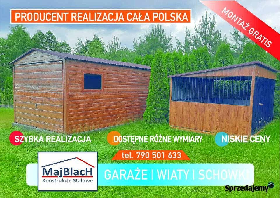 Garaż Blaszany Drewnopodobny 3x5 TANIO Garaże 377zł/m2