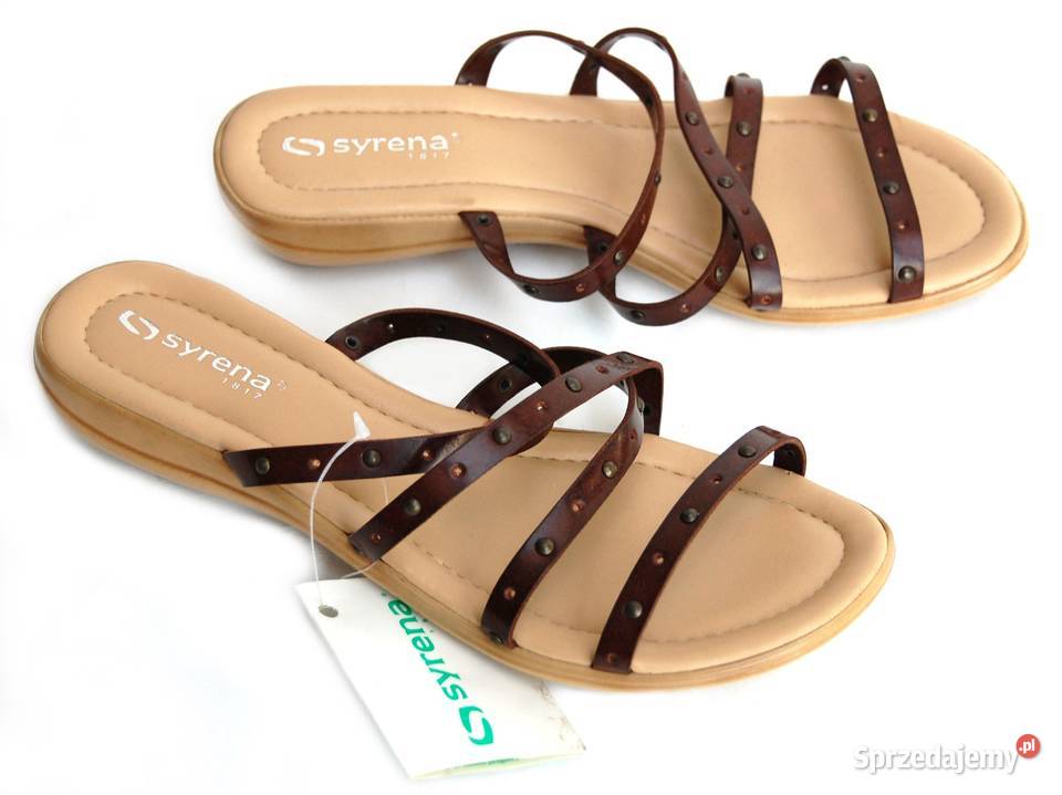 Syrena r39 sandały damskie klapki brązowe ćwieki inna sprzedam