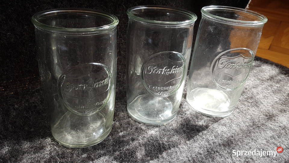 Trzy szklane szklanki słoiki Myszków