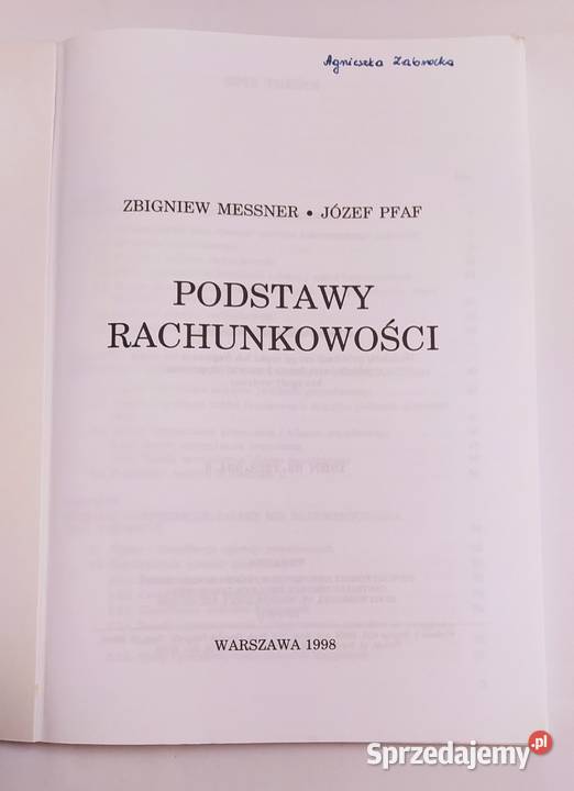PODSTAWY RACHUNKOWOŚCI Zbigniew Messner Józef Hajnówka sprzedam