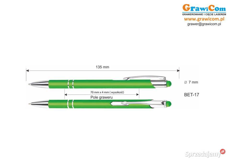 Długopisy metalowe z grawerem 500 zielone podkarpackie Leżajsk sprzedam