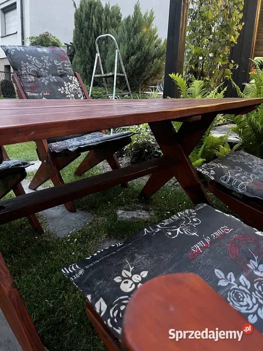 Zestaw ogrodowy 6 osobowy kol mahoń poduchy 160cm Siemianowice Śląskie