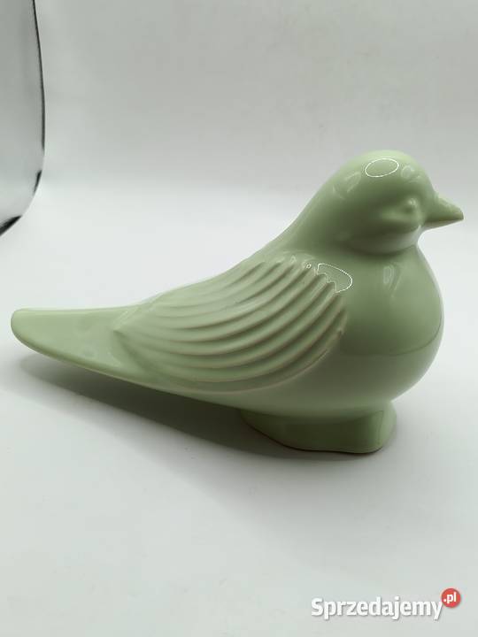 Figurka ceramika miętowy zielony ptak gołąb Zamość