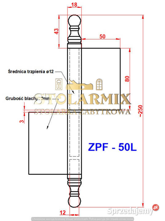 Zawias do starych drzwi przylgowych ZPF 50L Paterek sprzedam