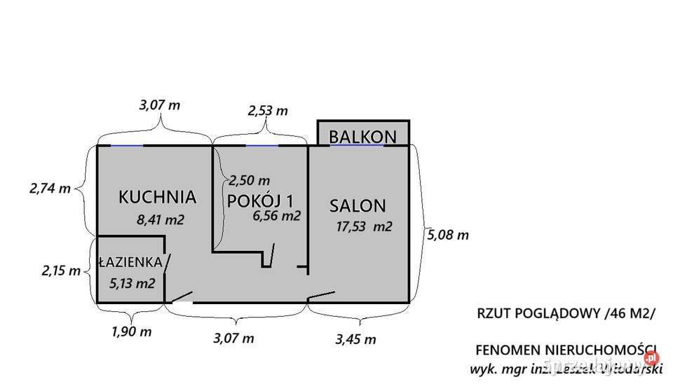 Mieszkanie 2 pokoje w Tarnowie Rok budowy 1999 małopolskie Tarnów