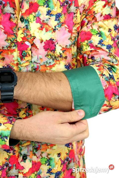 DANIEL BESSI Koszula Męska Fb061 Kolorowa LIŚCIE Ostrów Wielkopolski sprzedam