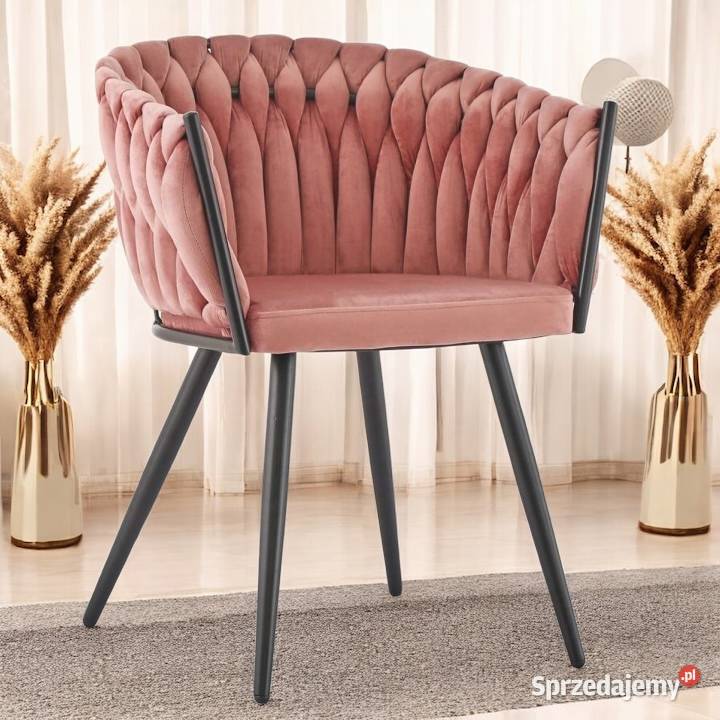 Różowe Krzesło Tapicerowane Rosa Wysyłka 24H wielkopolskie
