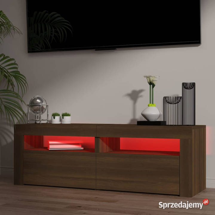 Szafka pod TV z oświetleniem LED brązowy dąb Warszawa