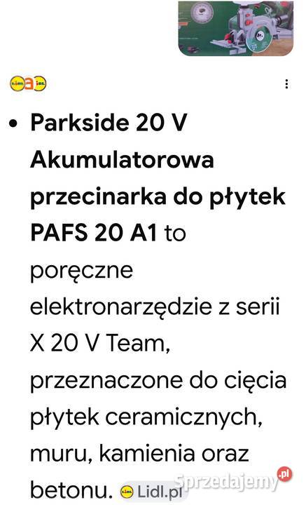 Parkside Akumulatorowa przecinarka do płytek