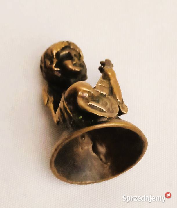 Mosiężny anioł aniołek grający na mandolinie Lublin