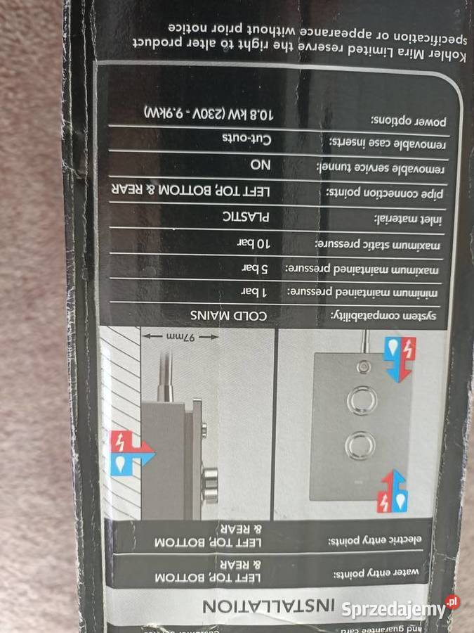 Prysznic elektryczny z deszczownicą Mira Dual zachodniopomorskie Godzisław