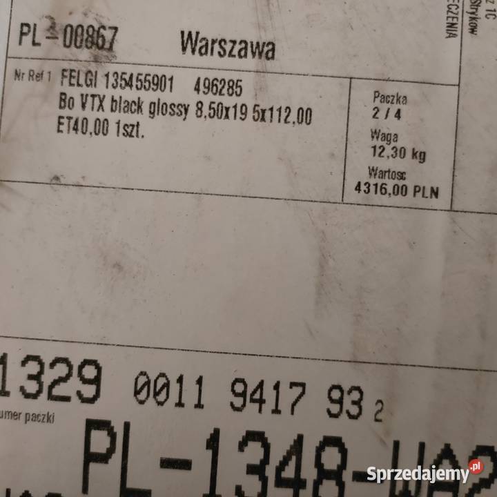 Felgi Borbet 4 Black Glossy 85J x 19 Warszawa