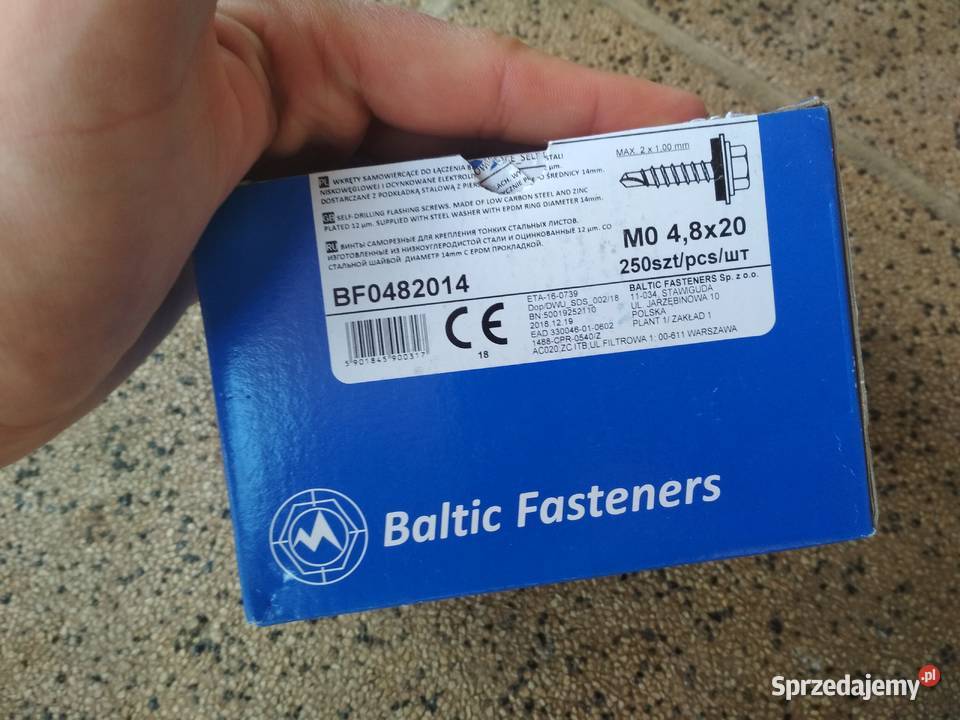 Śruby blachowkręty M0 48x25 Baltic Fasteners 250 Słupsk