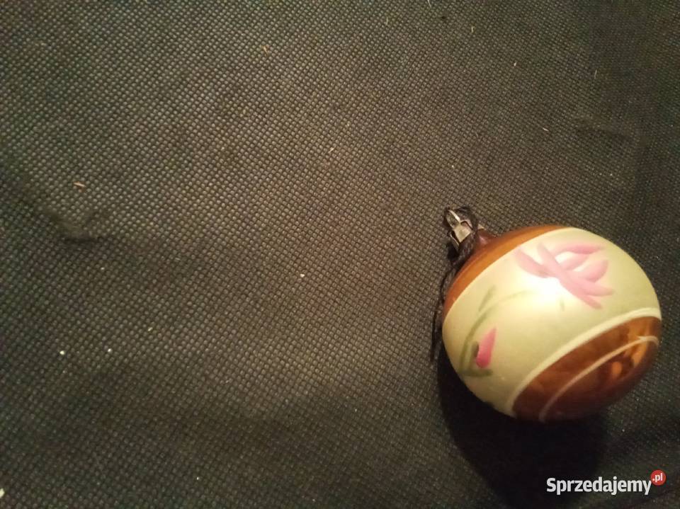 Bombka mała z kwiatami malowana PRL