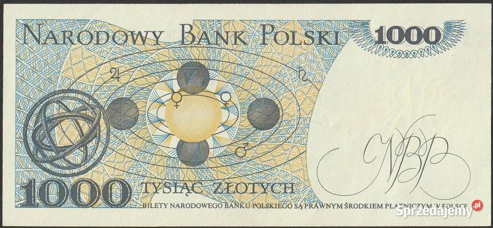 Polska 1000 złotych 1982 GL stan bankowy UNC Łódź