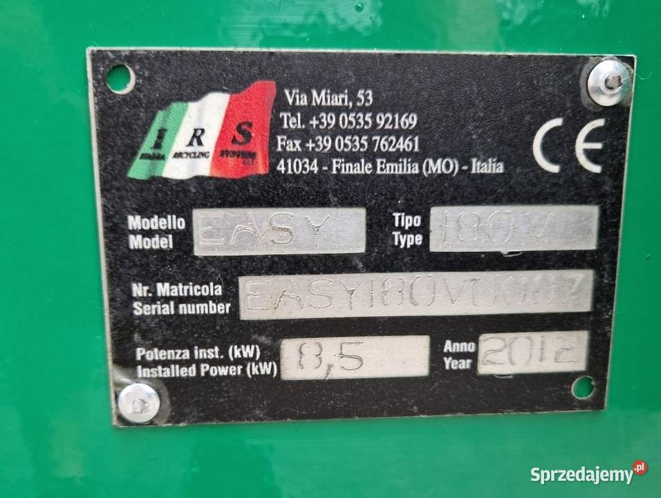 Granulator separator kabli IRS EASY180V 2012 Produkcja Stary Sącz