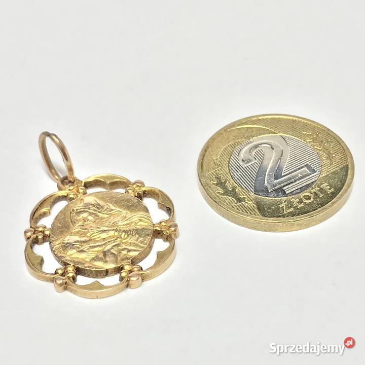 Złoty MEDALIK wisiorek 14K Matka Boska BOZIA 2 Warszawa