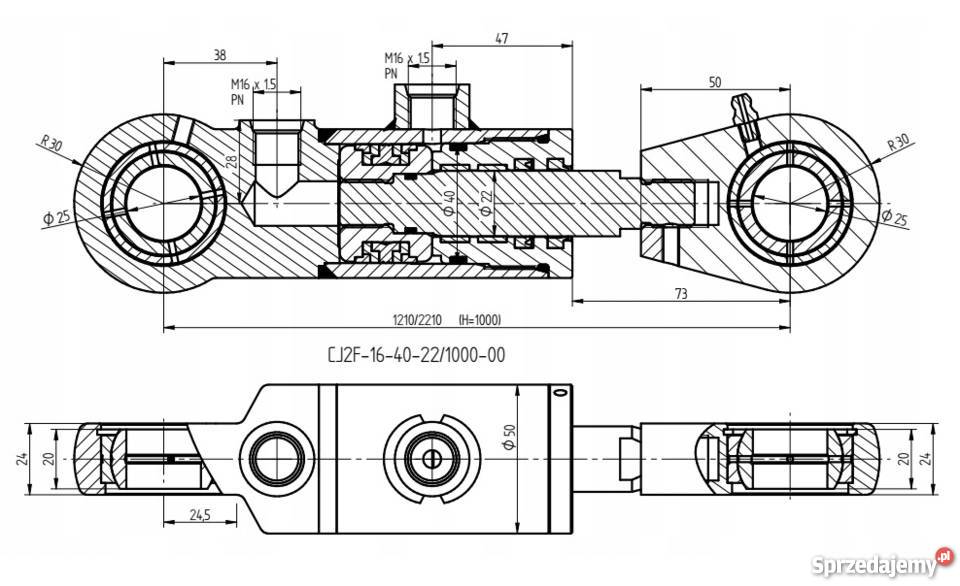 Siłownik Hydrauliczny 40x22 Skok 1000 Mocowania sprzedam