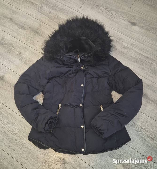 Kurtka damska zimowa taliowana kaptur futerko Zara łódzkie Łódź