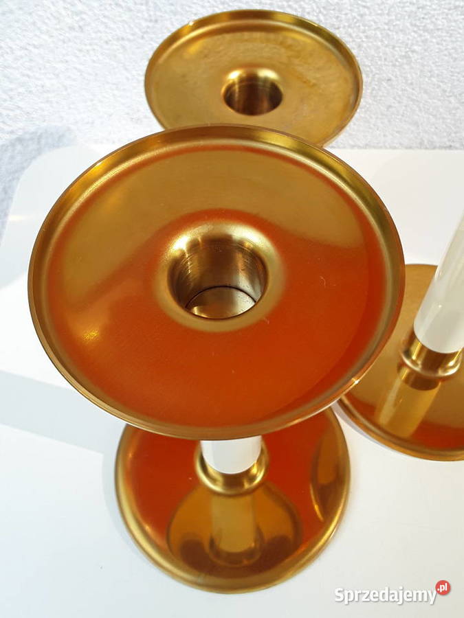 Zestaw 3 bliźniaczych świeczników o różnej sprzedam