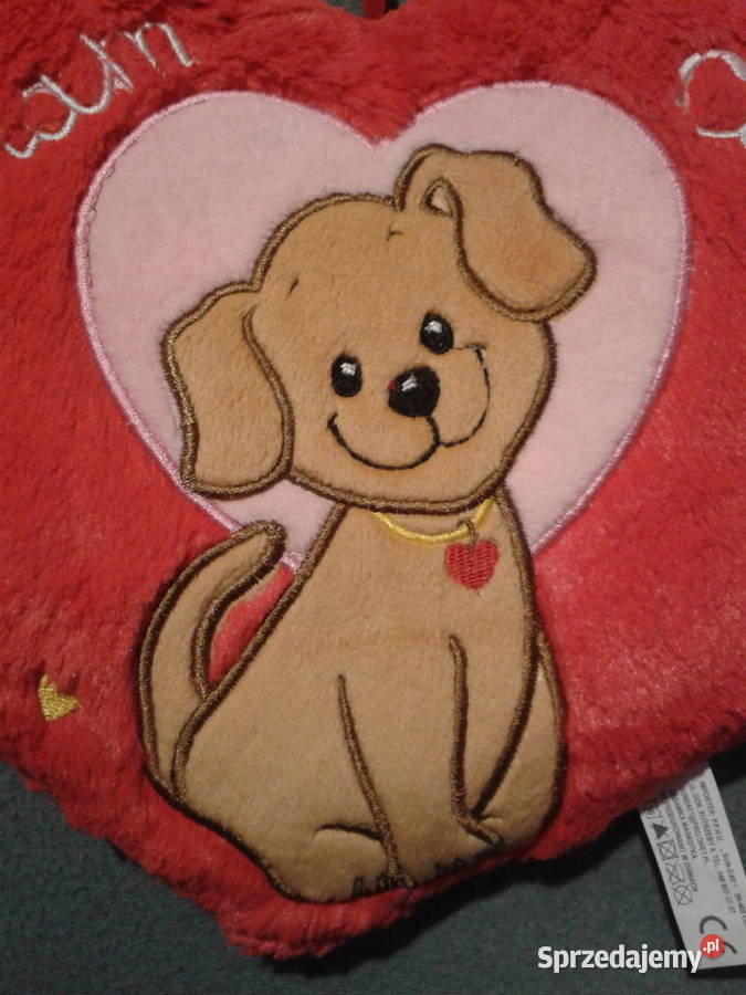 SERCE pluszowe czerwone z pieskiem z napisem czerwony opolskie Wołczyn