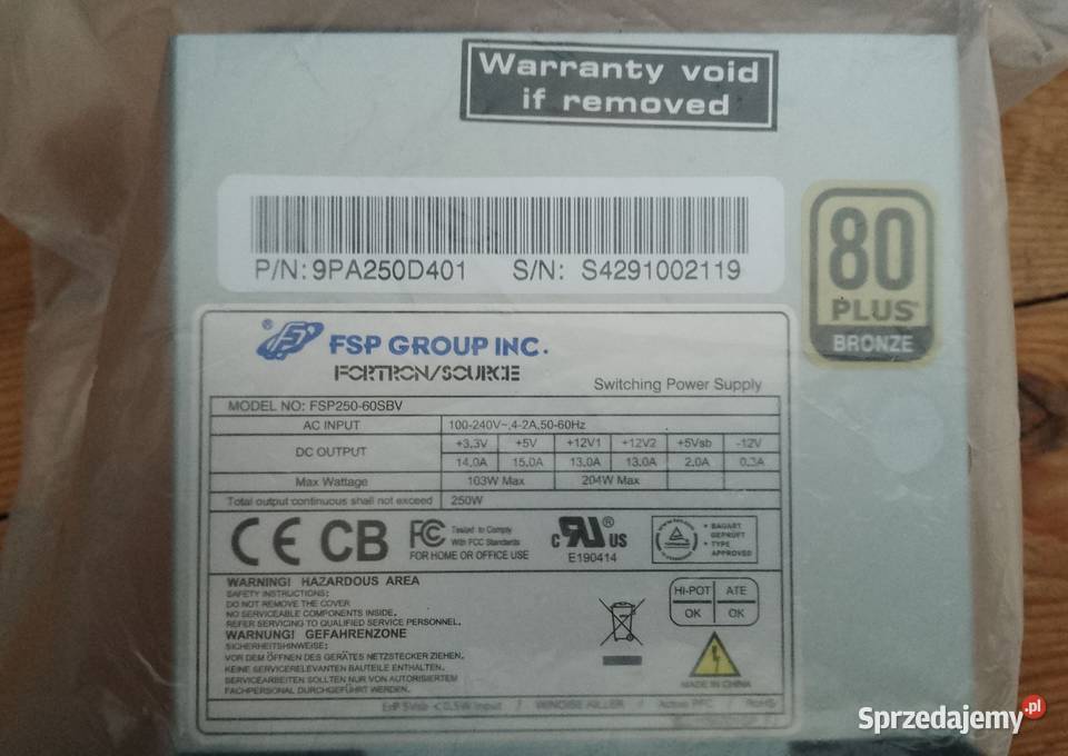 Nowy zasilacz TFX FSP25060SBV do DELL 390 790 Olsztyn