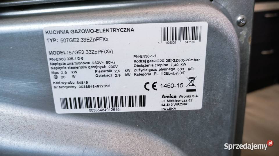 Kuchenka gazowa Amica śląskie Czerwionka-Leszczyny