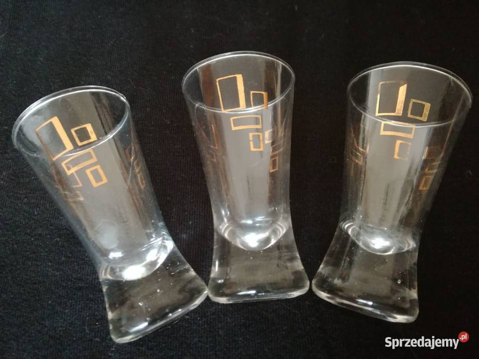 Kieliszki do wódki w złote prostokątySztuk 3 Łódź