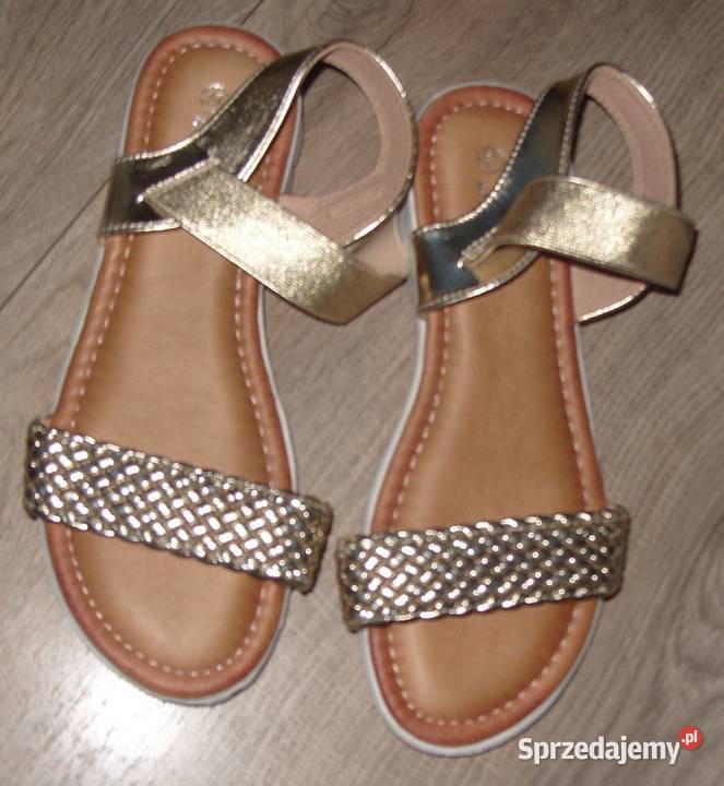 SDS NOWE sandałki złoty pleciony pasek r 3723 Rawicz