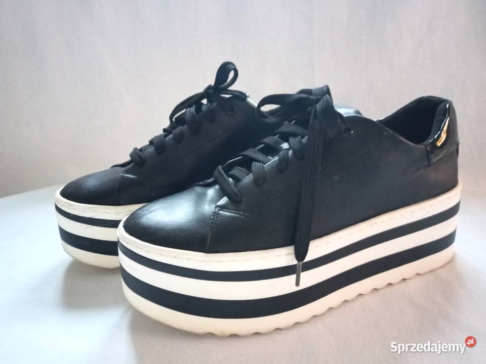 Buty PLATFORMA Damskie czarne białe r 40 stan podlaskie