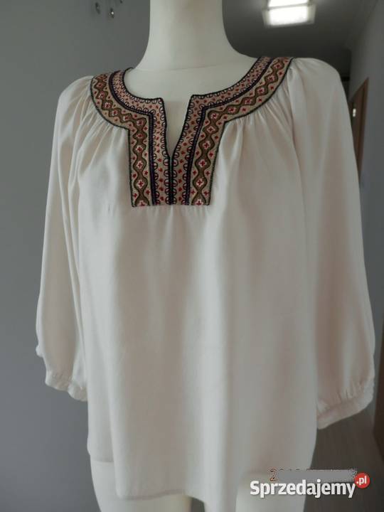 Bluzka Kremowa Obłędny Haft w stylu Etno Boho podlaskie Łomża