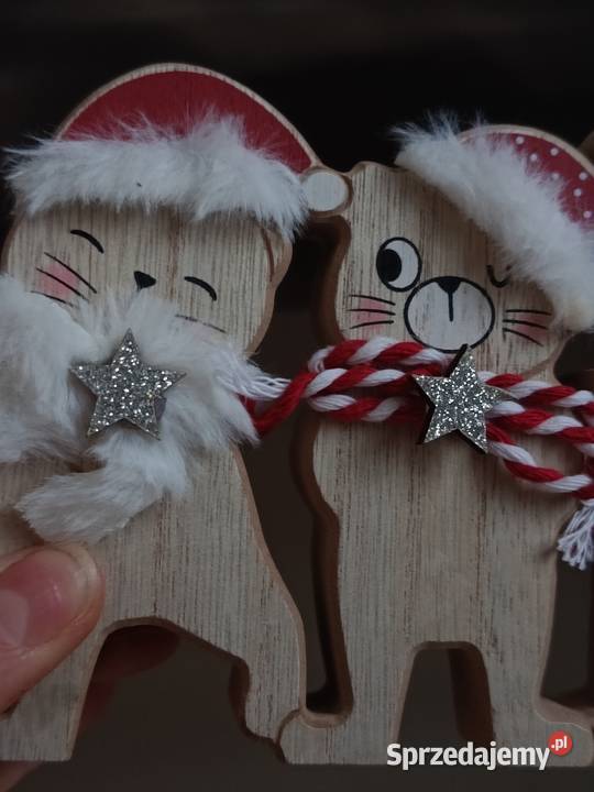 Dekoracja drewniana kotki mikołajki Dla Dziecka sprzedam
