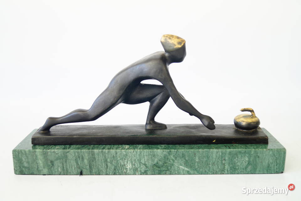 Figura z brązu gra w curling prezent figurka Gizałki