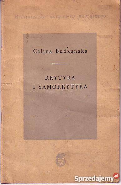 9081 KRYTYKA I SAMOKRYTYKA CELINA BUDZYŃSKA małopolskie