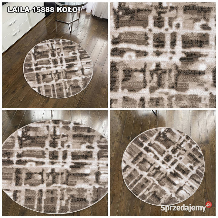 OKRĄGŁY DYWAN 100X100 GĘSTY WŁOS LAILA 15888 1m Dywany Białystok