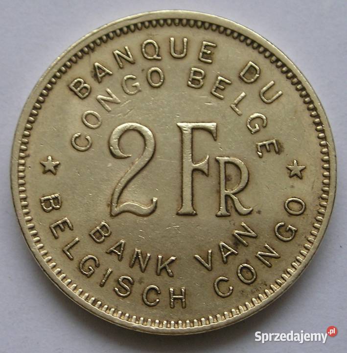 KONGO BELGIJSKIE 2 FRANKI 1947 SLOŃ łódzkie Łódź