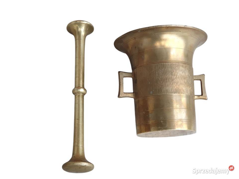 Stary mosiężny moździerz kuchenny sygnowany lata śląskie Cieszyn