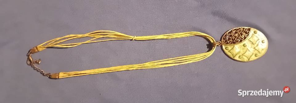 Secesyjny wisiorek mosiądz i emalia początek XX wielkopolskie Koźminek