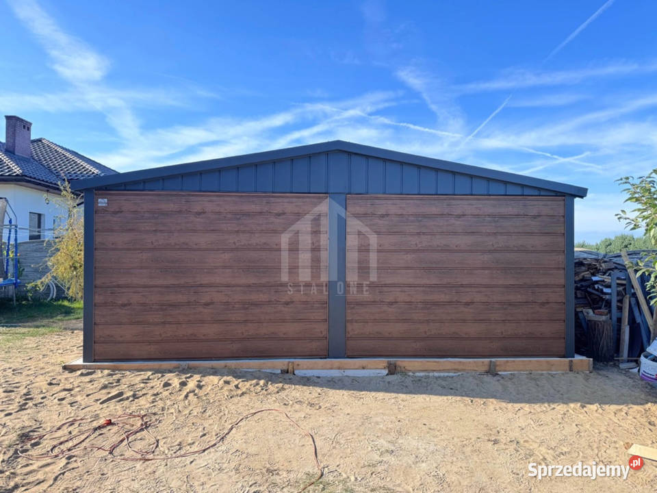 Garaż blaszany 6x58m 2x brama uchylna drzwi 34.8m2 Mysłowice