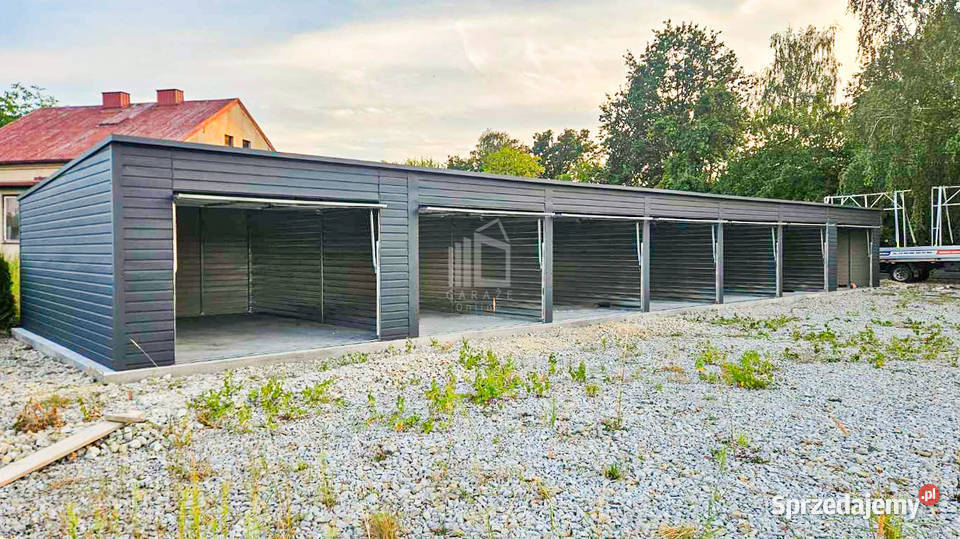 Rząd garaży 24x55m 7x brama uchylna antyracyt Przasnysz sprzedam