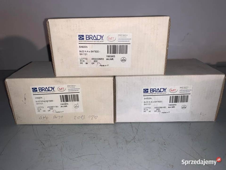 Brady Targhetta 9x20 non adhesive x3 pack x 600 Warszawa sprzedam