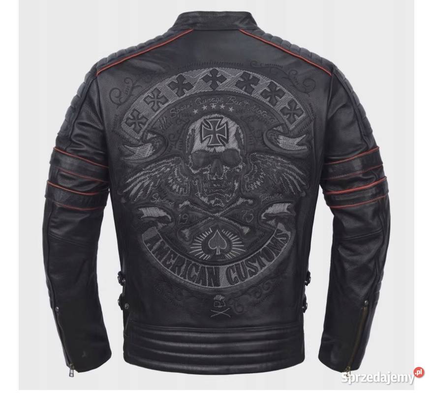 KURTKA MOTOCYKLOWA SKÓRZANA Z HAFTEM śląskie