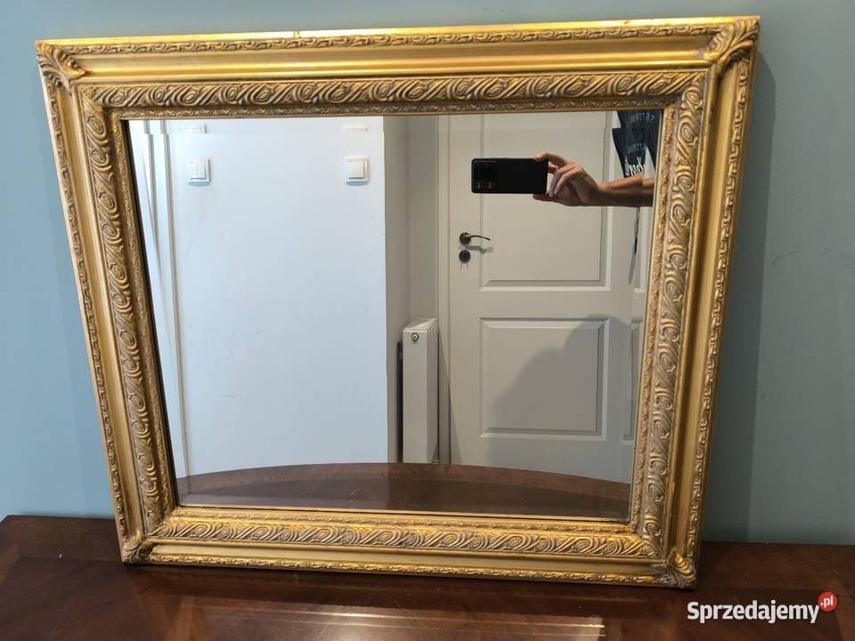 Piękne stylowe złote lustro fazowane z Meble Łódź