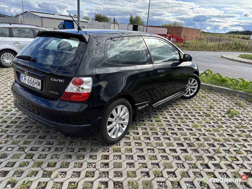 Na sprzedaż Honda Civic VII 17 CTDI 2005 r czarny Civic Cianowice sprzedam
