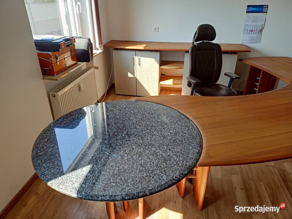 duże biurko biuro zestaw drewno granit 35 m 25m lubuskie